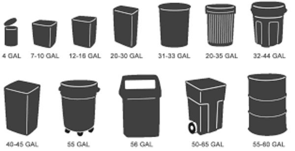 Standard garbage bag sizes