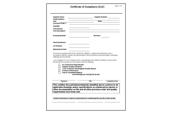 Supplier Compliance Documents